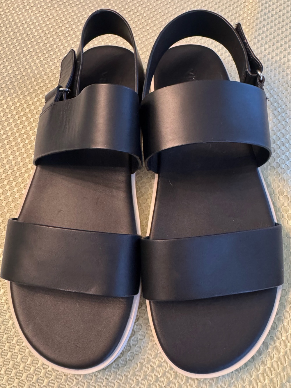 Vince Size 9* Black Leather Strap Sandals  with White Soles NEW * Size not noted